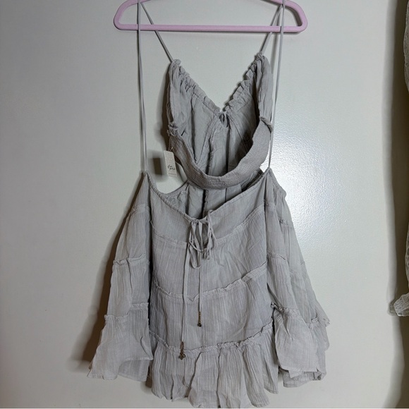 Free People Coconico Crinkle Ruffles Cutouts Tiered Mini Dress - Picture 4 of 4